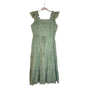 Draper James green and white checkered tired maxi NWT size small